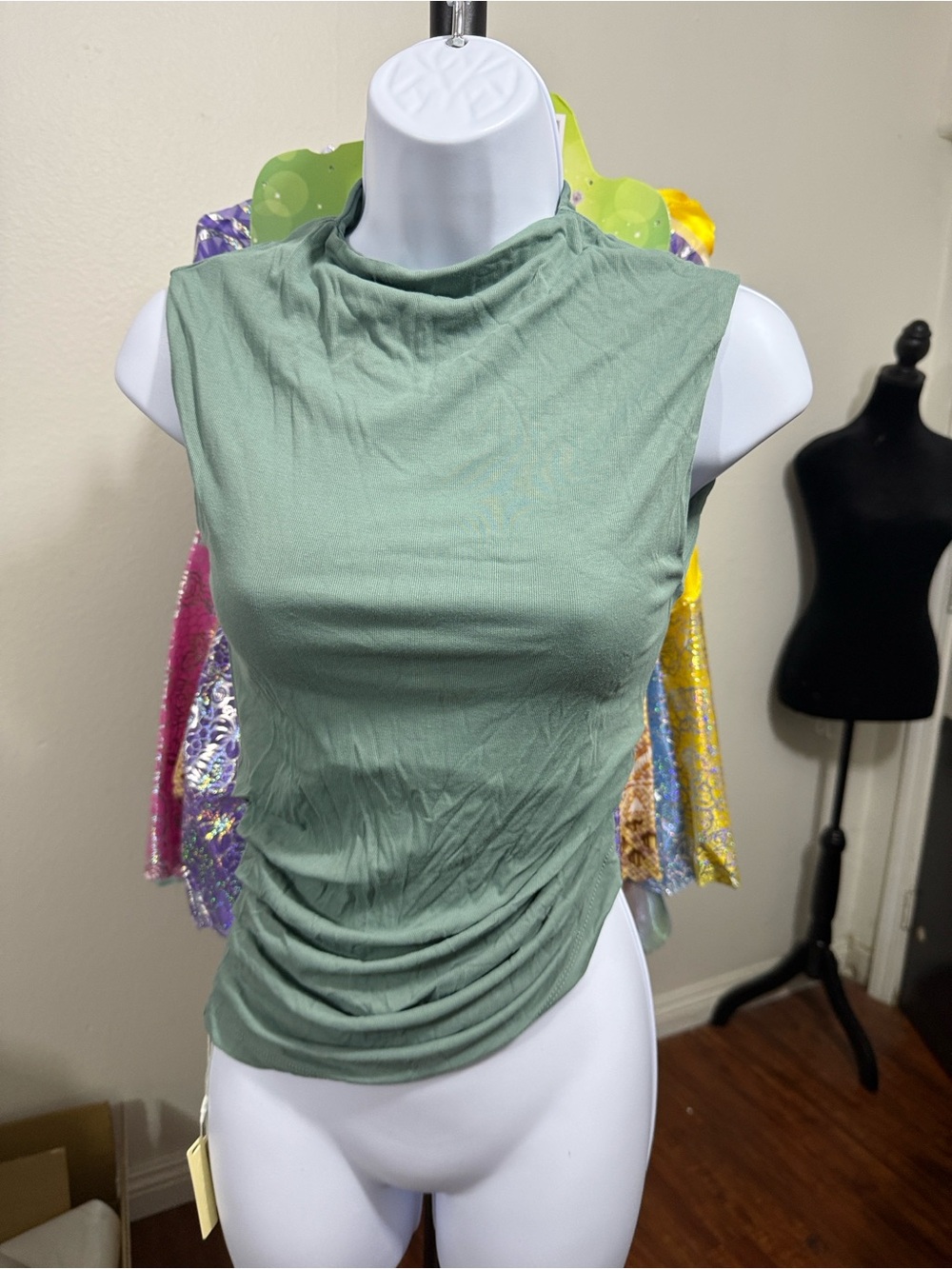 OGL Sleeveless Mock Neck Tank Top - Sage Green